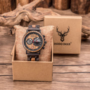 chronograph calendar wood watch, view 2 - MRSLM