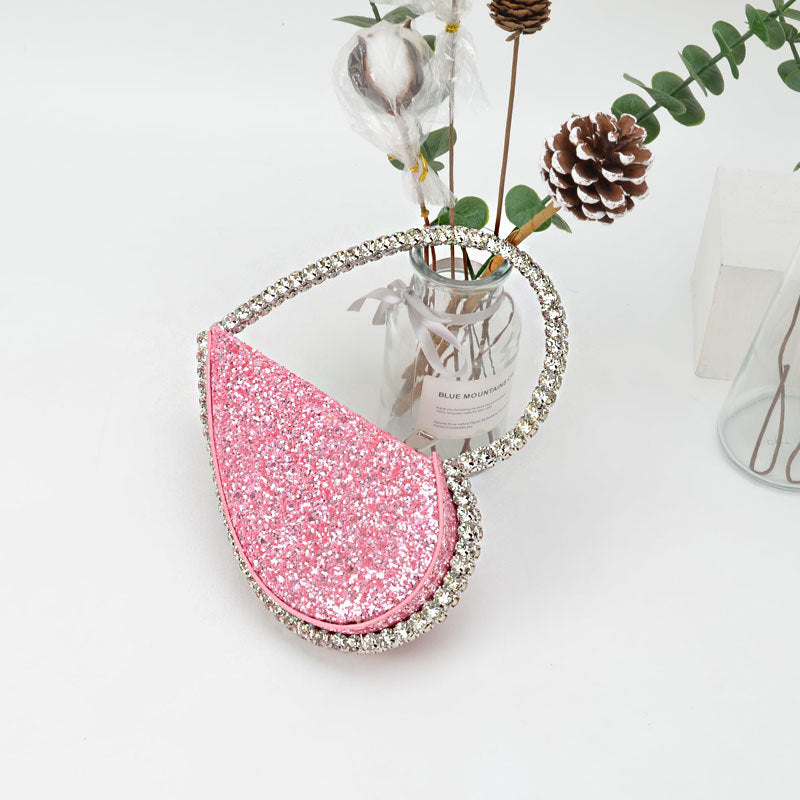rhinestone heart clutch bag, view 8 - MRSLM