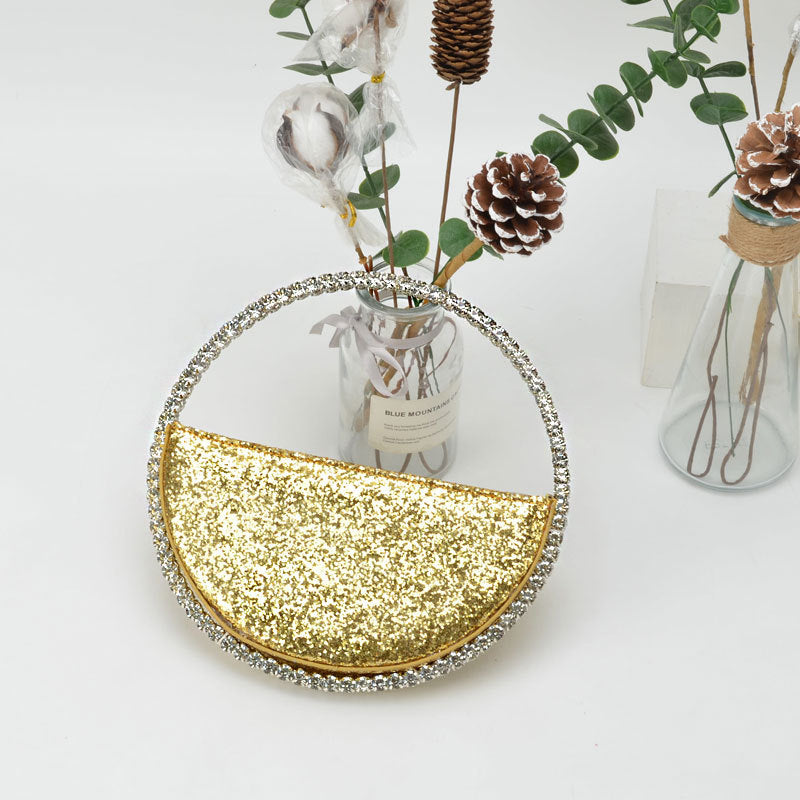 rhinestone heart clutch bag, view 5 - MRSLM