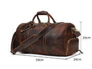 crazy horse leather duffel bag, view 6 - MRSLM