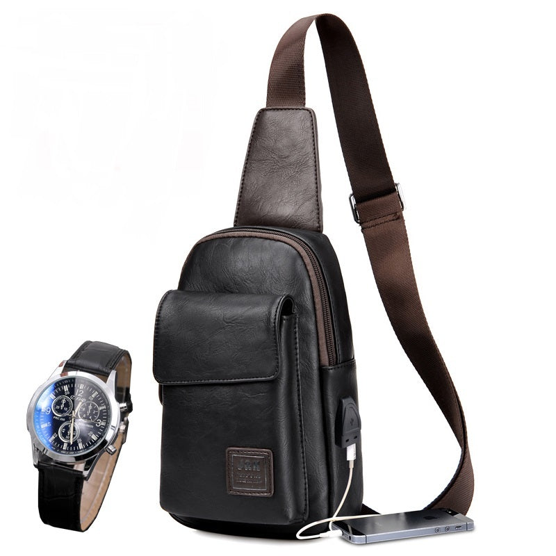 men's retro PU shoulder messenger bag, view 6 - MRSLM