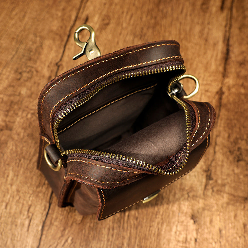 hand-rubbed leather messenger bag, view 4 - MRSLM