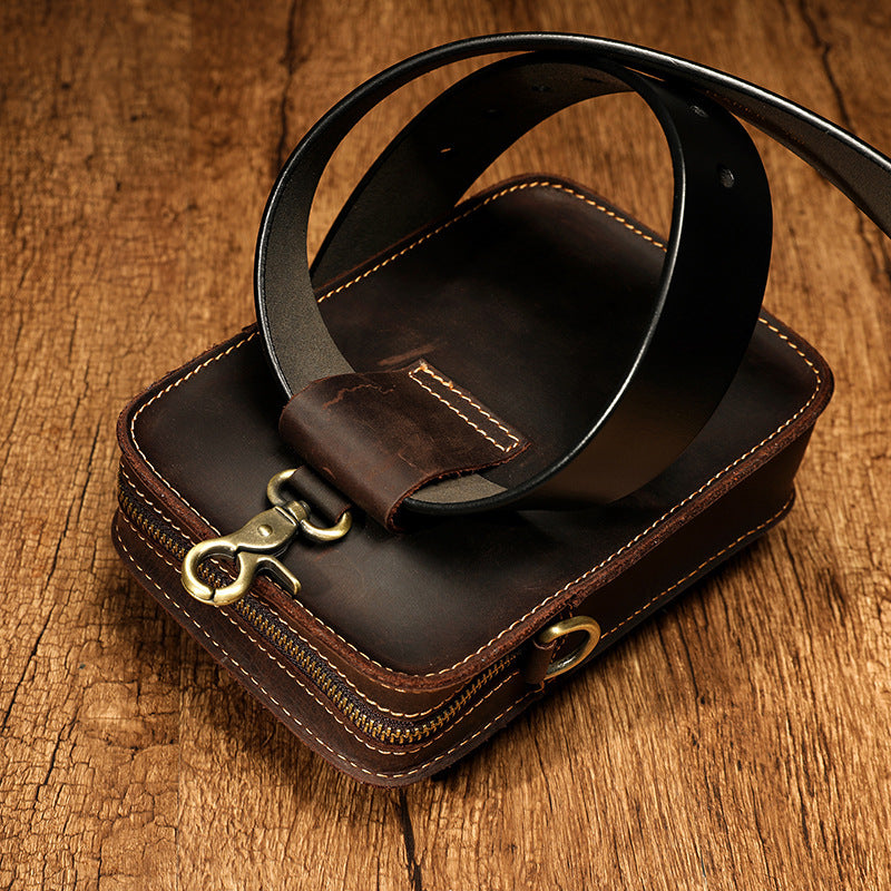 hand-rubbed leather messenger bag, view 5 - MRSLM