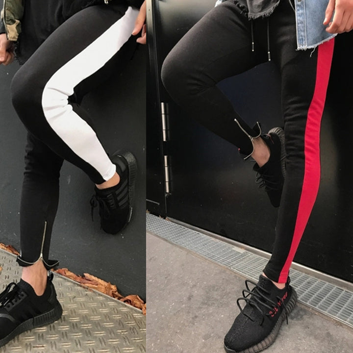 Leisure Patchwork Color Sports Pants Zipper Pants