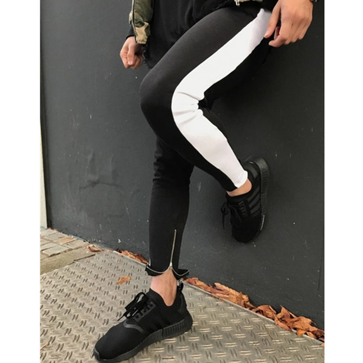 Leisure Patchwork Color Sports Pants Zipper Pants