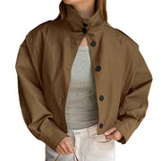khaki lapel single-breasted coat, view 5 - MRSLM