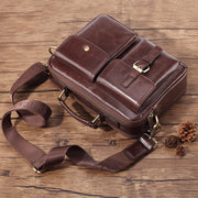 men's cowhide messenger briefcase, view 4 - MRSLM