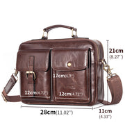 men's cowhide messenger briefcase, view 3 - MRSLM
