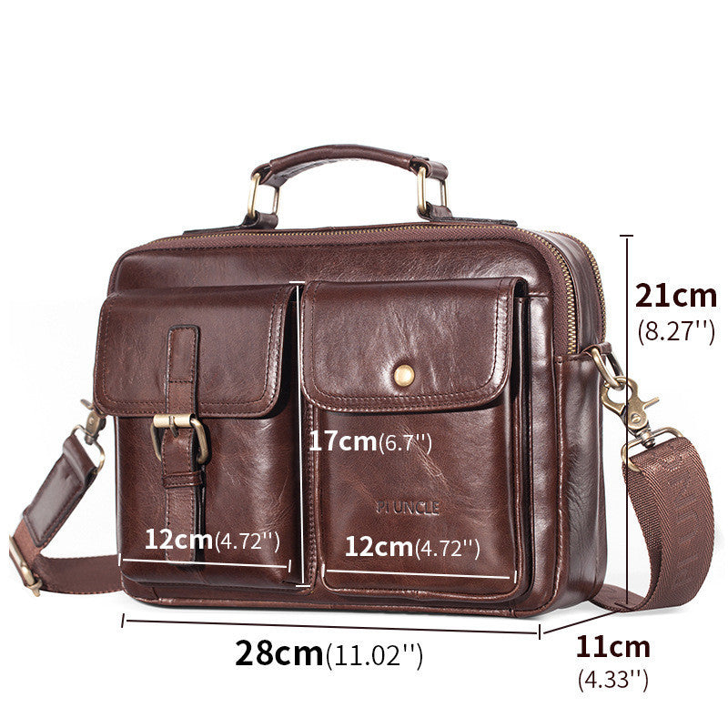 men's cowhide messenger briefcase, view 3 - MRSLM