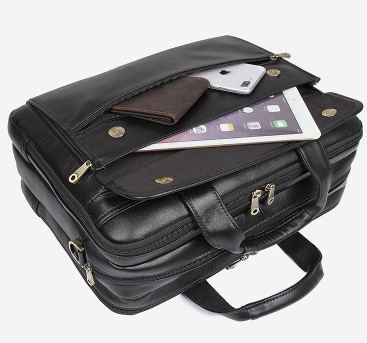 men's cowhide leather business bag, view 3 - MRSLM