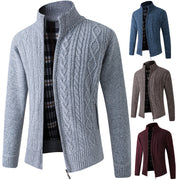 Men's fleece-lined stand-collar knit cardigan, view 2 - MRSLM