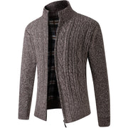 Men's fleece-lined stand-collar knit cardigan, view 3 - MRSLM