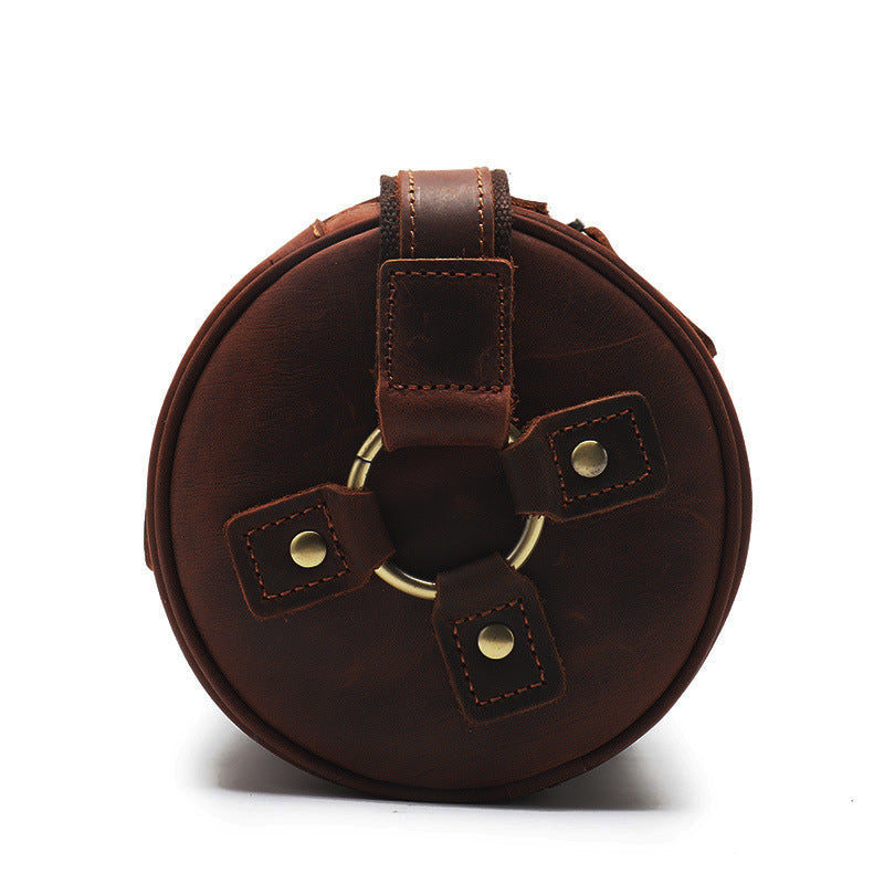 vintage leather cylinder bag, view 6 - MRSLM