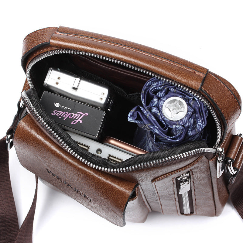 men's PU messenger bag, view 4 - MRSLM