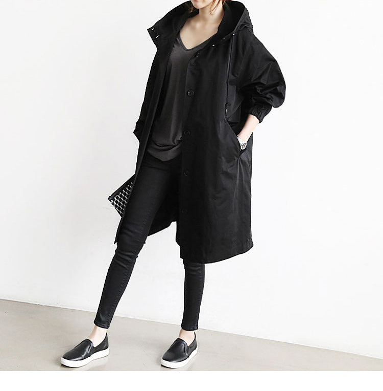 women's hooded windbreaker jacket with button pockets, view 4 - MRSLM