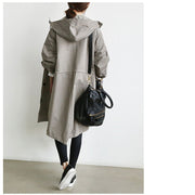 women's hooded windbreaker jacket with button pockets, view 5 - MRSLM