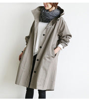 women's hooded windbreaker jacket with button pockets, view 12 - MRSLM