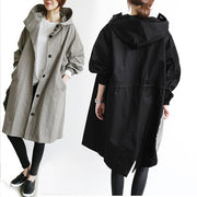women's hooded windbreaker jacket with button pockets, view 7 - MRSLM