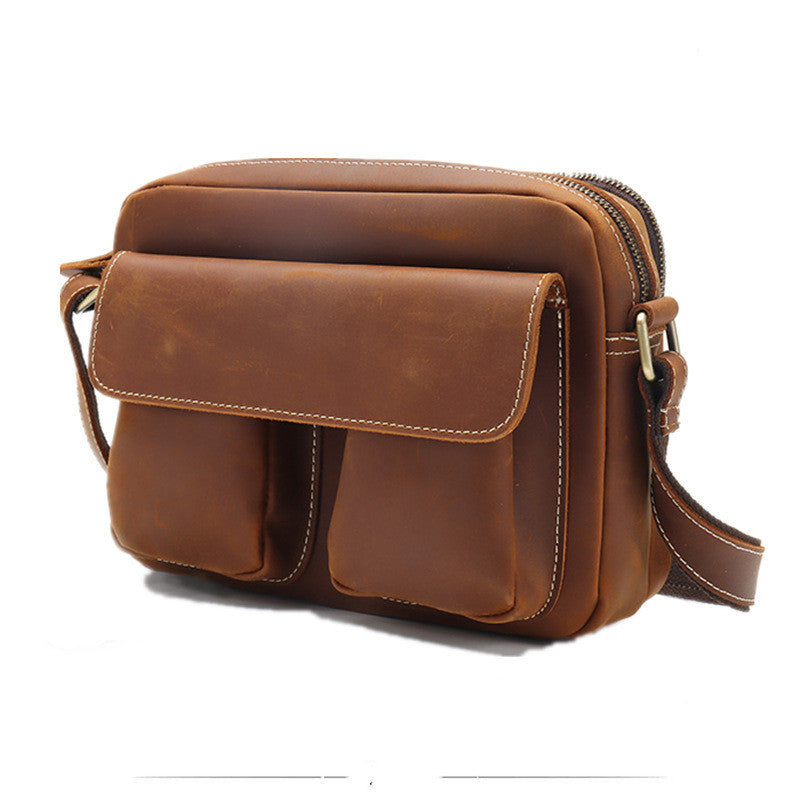 men's brown shoulder messenger bag, view 2 - MRSLM