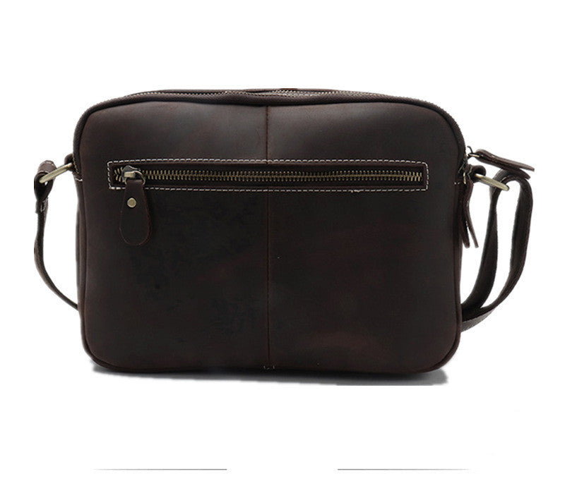men's brown shoulder messenger bag, view 4 - MRSLM