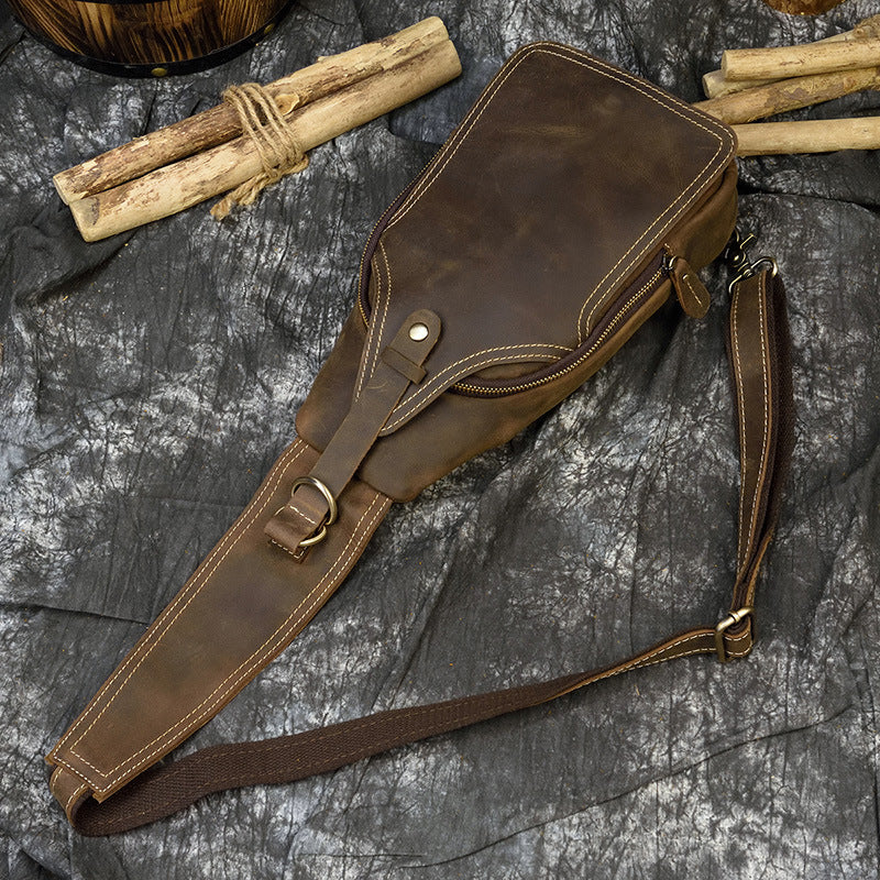 men's retro leather shoulder bag, view 3 - MRSLM