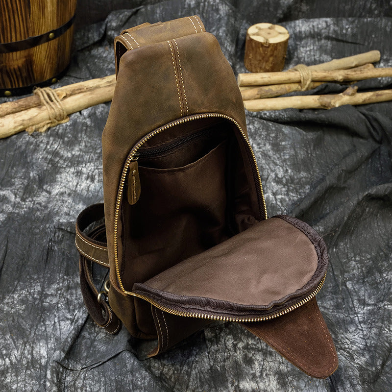 men's retro leather shoulder bag, view 5 - MRSLM