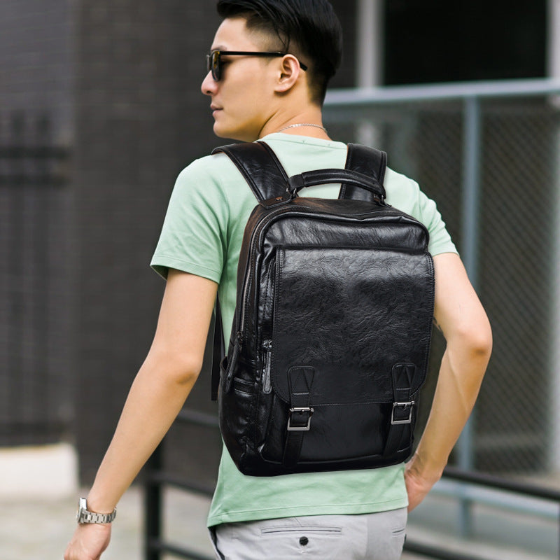 PU leather student backpack, view 3 - MRSLM