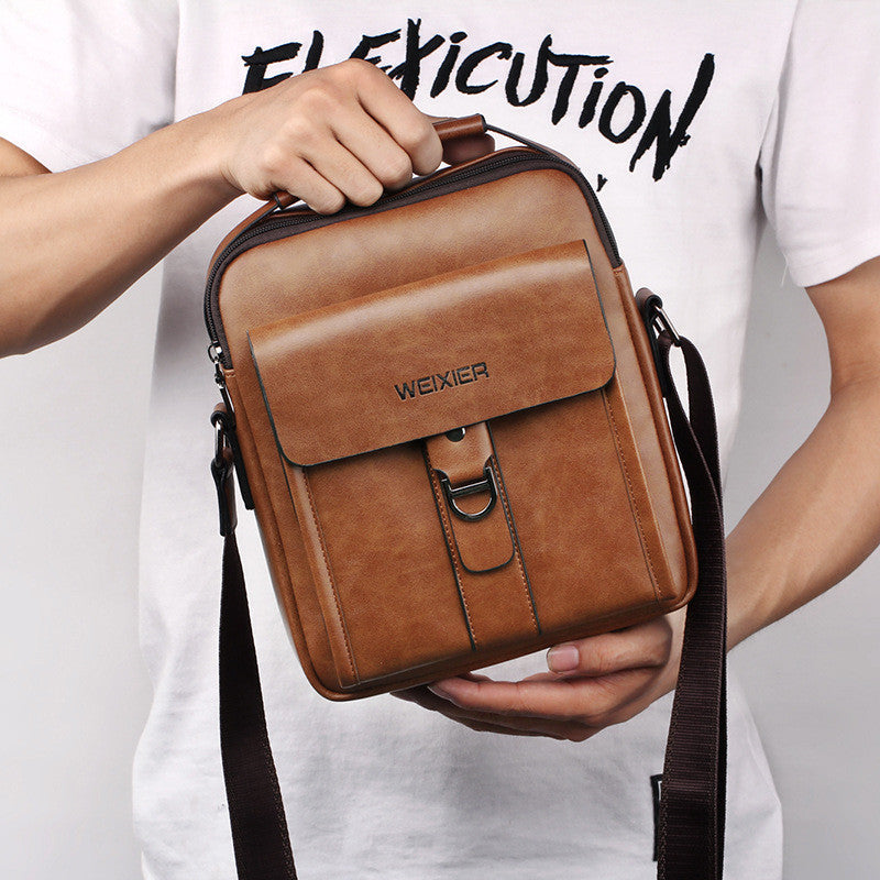 men's small pu leather messenger bag, view 5 - MRSLM
