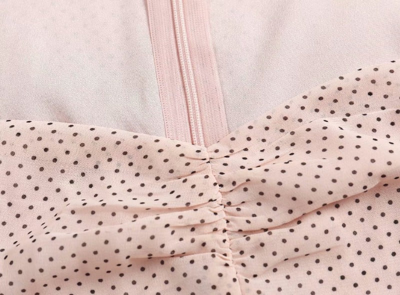 boho chiffon polka dot dress, view 2 - MRSLM