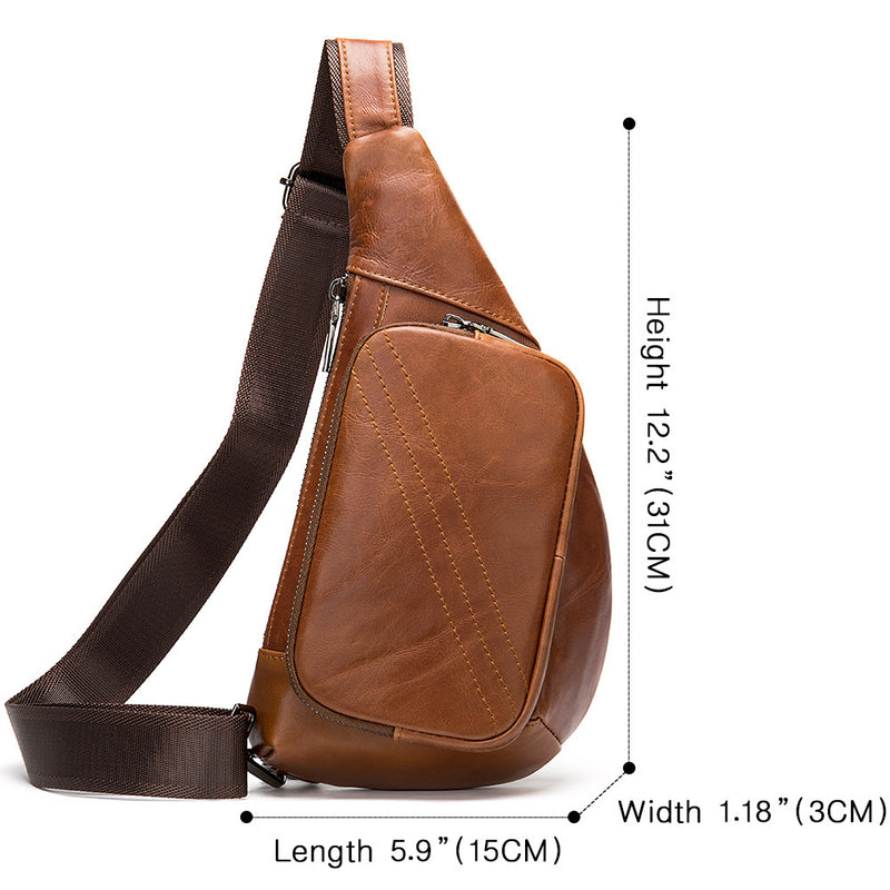 men's leather half-moon chest bag, view 5 - MRSLM