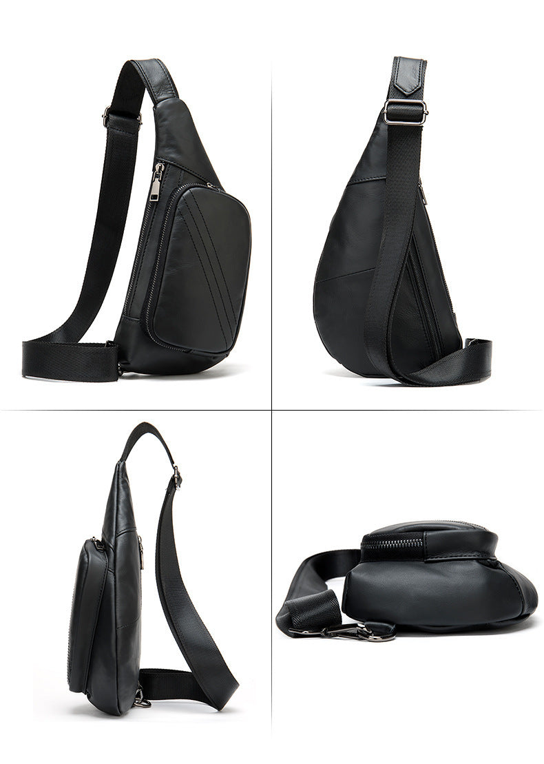 men's leather half-moon chest bag, view 4 - MRSLM