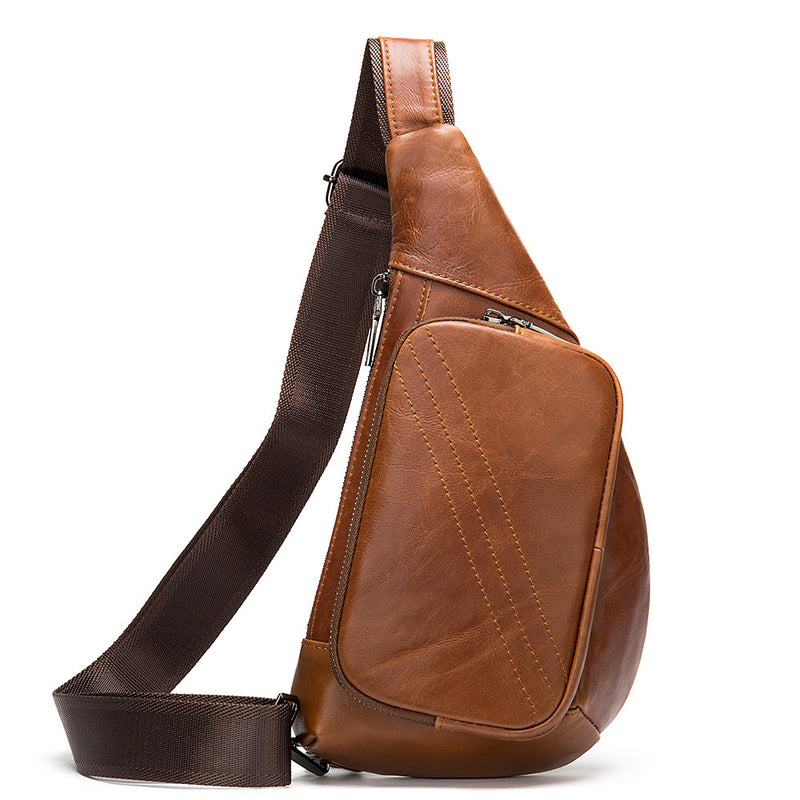 men's leather half-moon chest bag, view 2 - MRSLM