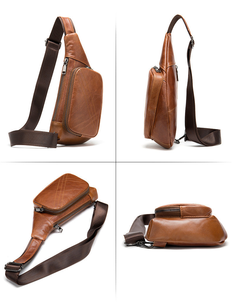 men's leather half-moon chest bag, view 6 - MRSLM