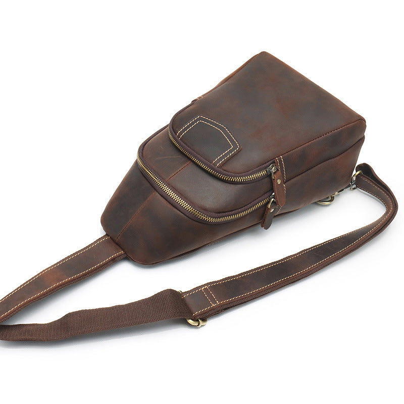 retro leather men's messenger bag, view 5 - MRSLM