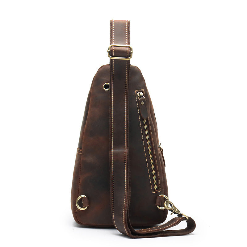 retro leather men's messenger bag, view 3 - MRSLM