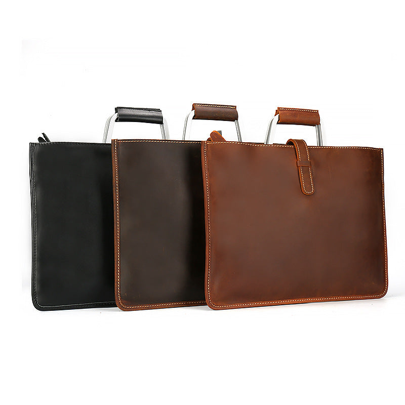 crazy horse leather men's handbag, view 6 - MRSLM