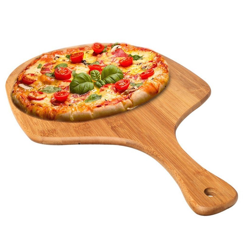 bamboo pizza tray with handle, view 5 - MRSLM