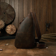 men's leather messenger chest bag, view 2 - MRSLM