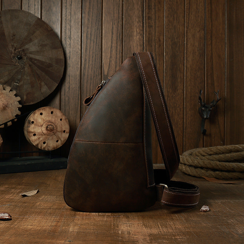 men's leather messenger chest bag, view 2 - MRSLM