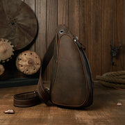 men's leather messenger chest bag, view 7 - MRSLM