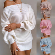 Women's off-shoulder knit sweater dress, view 4 - MRSLM