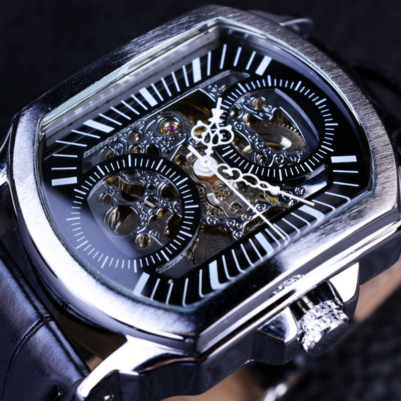 Men's Casual Watch Fashion Automatic Square Hollow Mechanical Watch