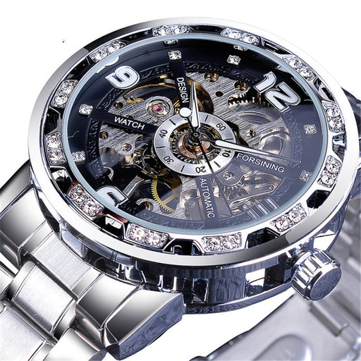 men's hollow rhinestone watch, view 5 - MRSLM