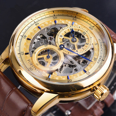 Men's Fashion Hollow Three-Needle Split Movement Dial Automatic Mechanical Watch