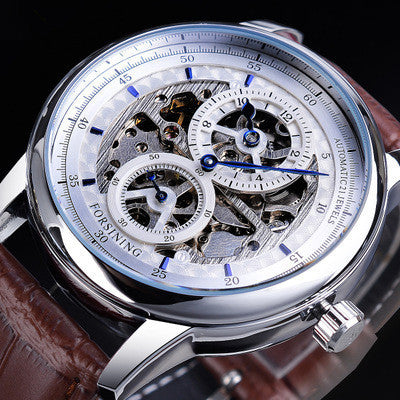 Men's Fashion Hollow Three-Needle Split Movement Dial Automatic Mechanical Watch