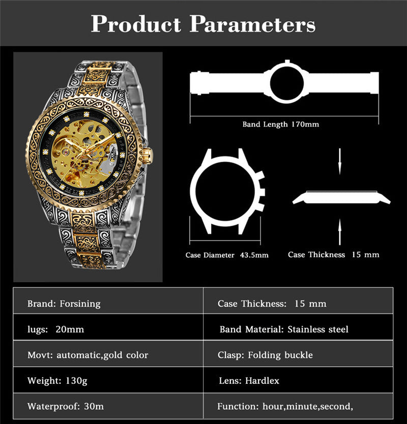 Men's Retro Luminous Mechanical Watch