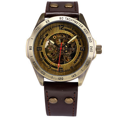 Men's Fashion Hollow Watch, Antique Automatic Mechanical Watch