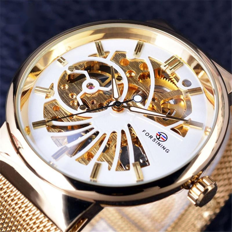 woven mesh belt mechanical watch, view 4 - MRSLM