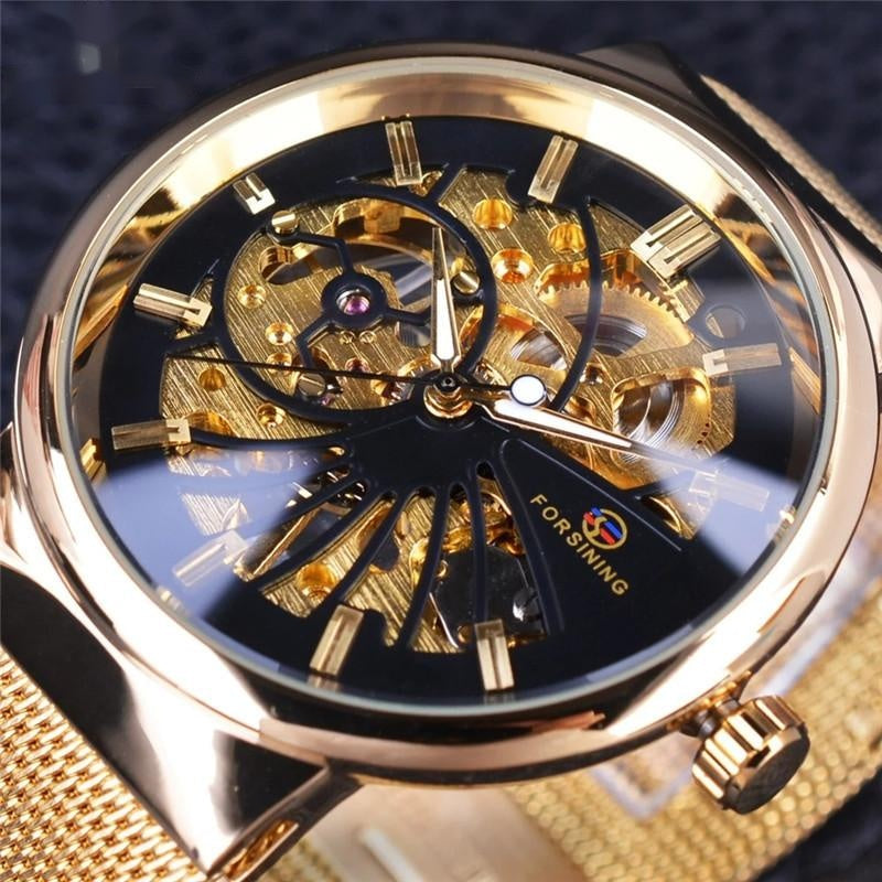 woven mesh belt mechanical watch, view 2 - MRSLM
