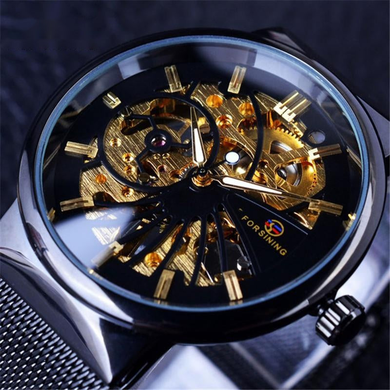 woven mesh belt mechanical watch, view 5 - MRSLM